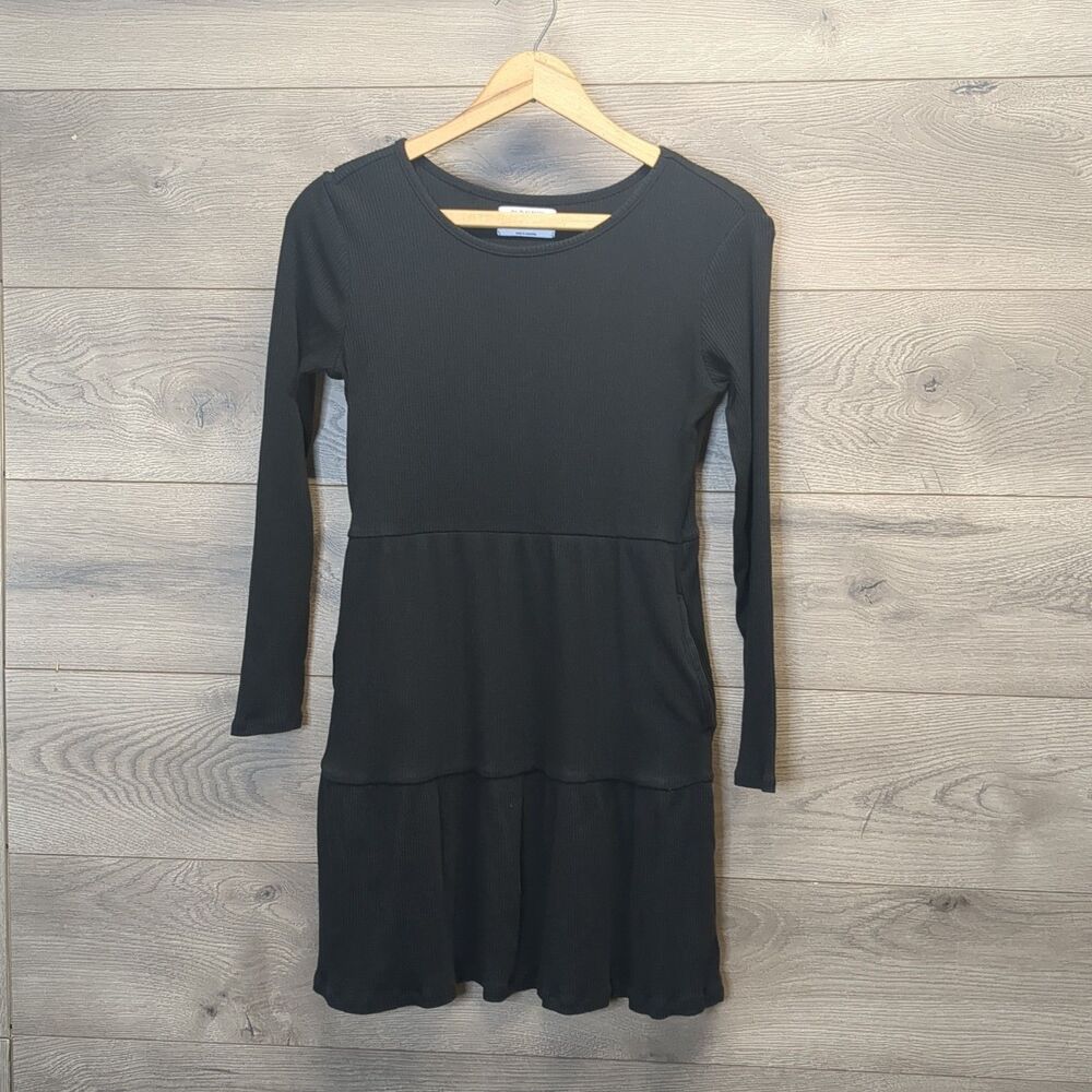 Old Navy Girls’ Black Ribbed Long Sleeve Tiered Dress Size XL